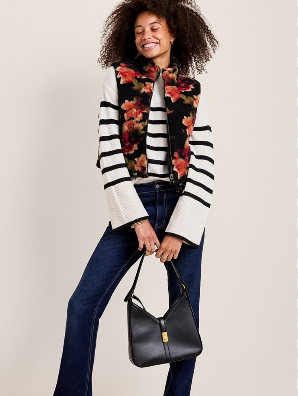Floral Sherpa Fleece Vest